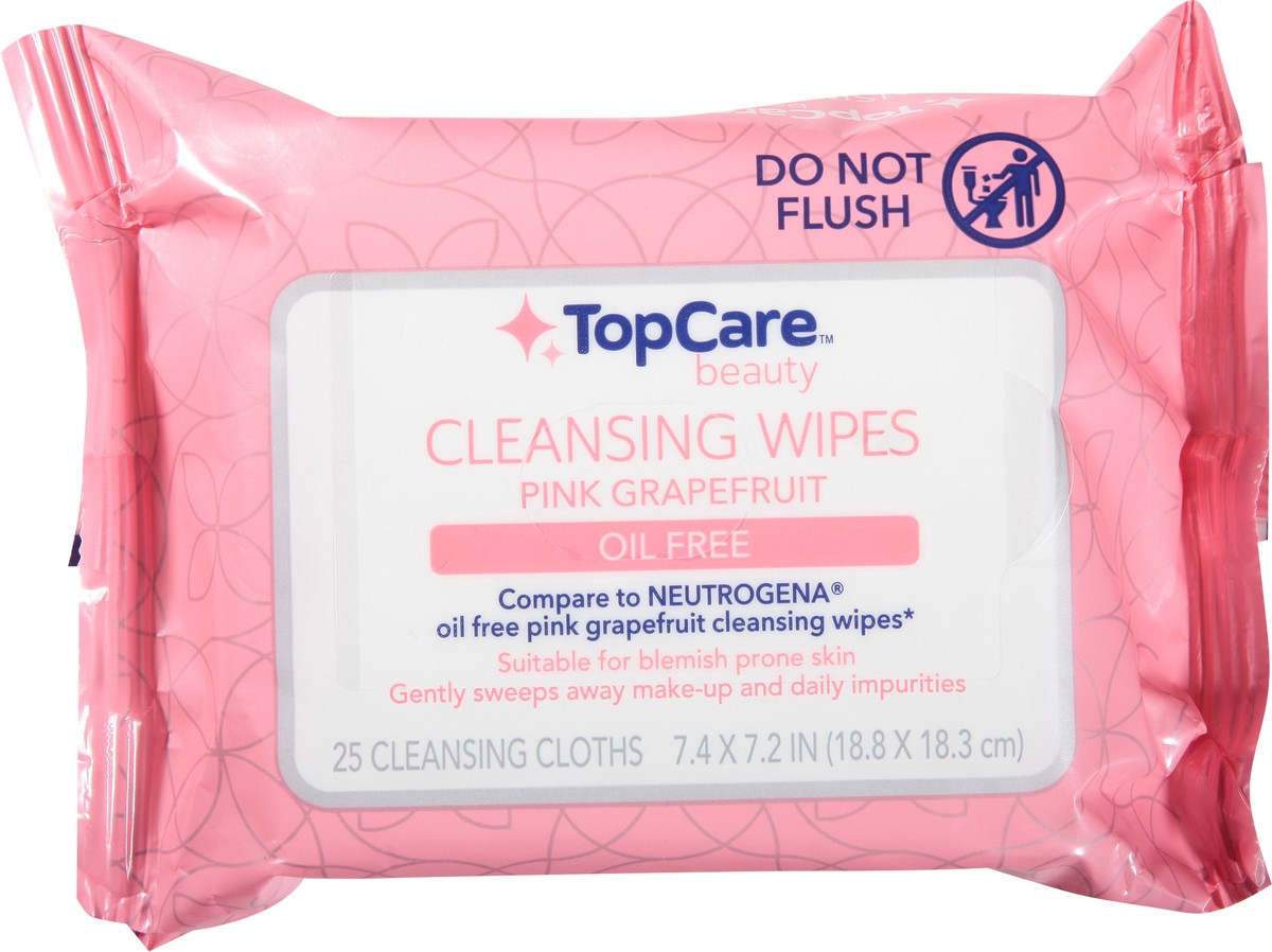 slide 9 of 10, TopCare Oil Free Cleansing Wipes Pink Grapefruit, 25 ct