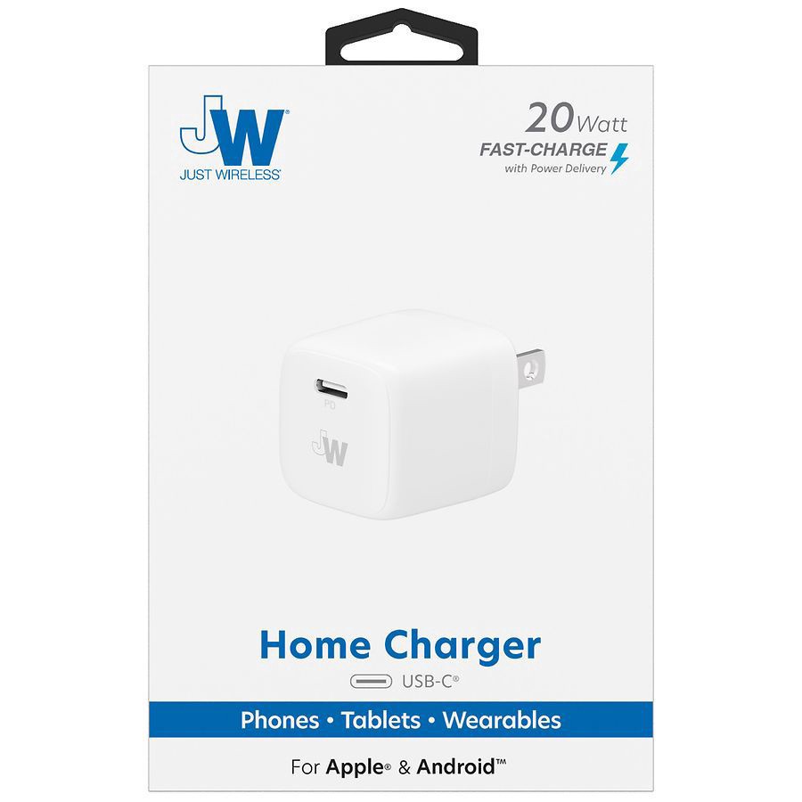 slide 1 of 4, Just Wireless Home Charger USB-C 20 Watt, 1 ct