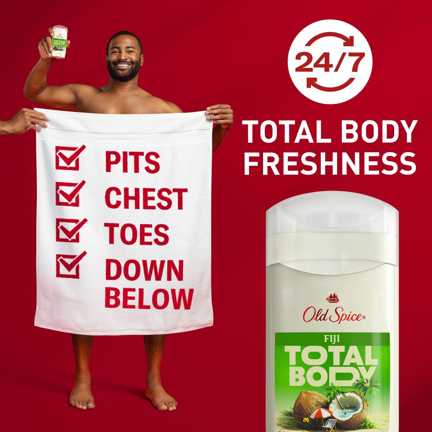slide 6 of 9, Old Spice Total Body Deodorant Stick, Fiji, 3 Oz, 3 oz