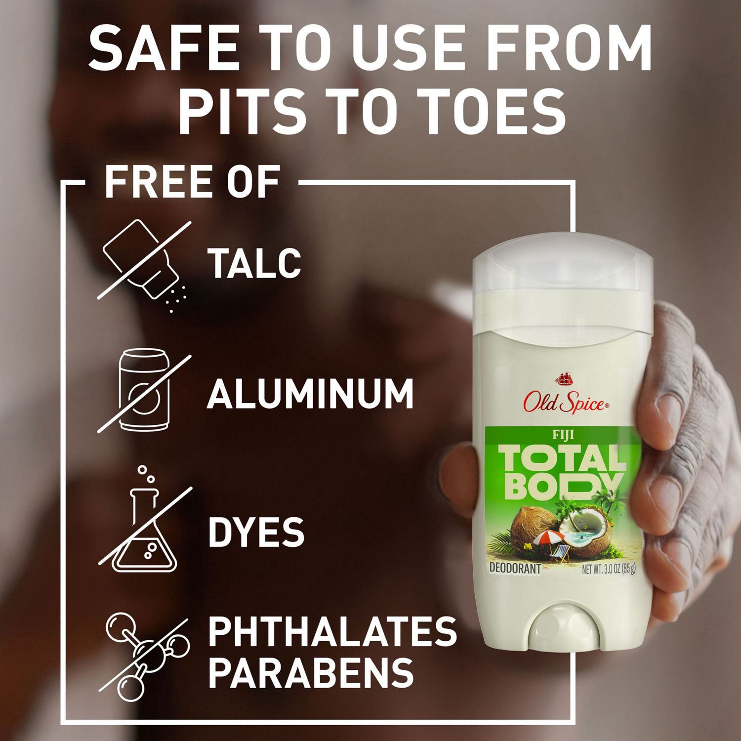 slide 2 of 9, Old Spice Total Body Deodorant Stick, Fiji, 3 Oz, 3 oz