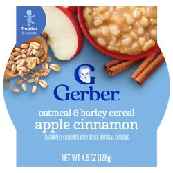 Gerber Toddler Baby Food, Oatmeal & Barley Cereal, Apple Cinnamon, 4.5 oz
