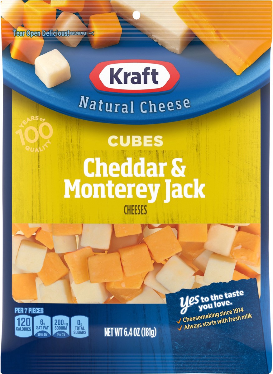 slide 5 of 13, Kraft Cheddar & Monterey Jack Cheese Cubes, 6.4 oz Bag, 6.4 oz