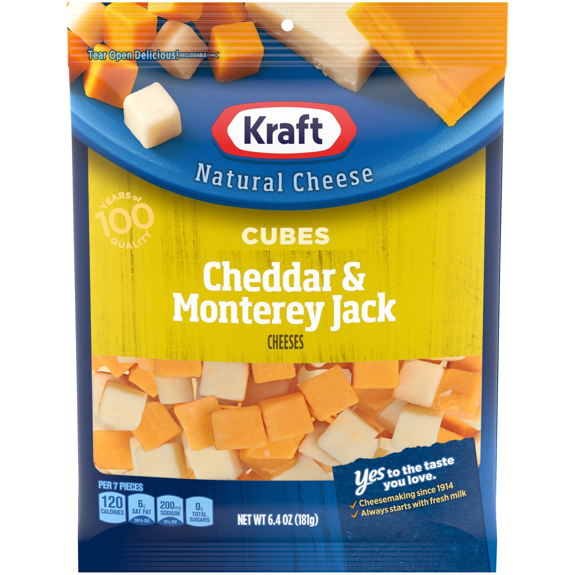 slide 1 of 13, Kraft Cheddar & Monterey Jack Cheese Cubes, 6.4 oz Bag, 6.4 oz