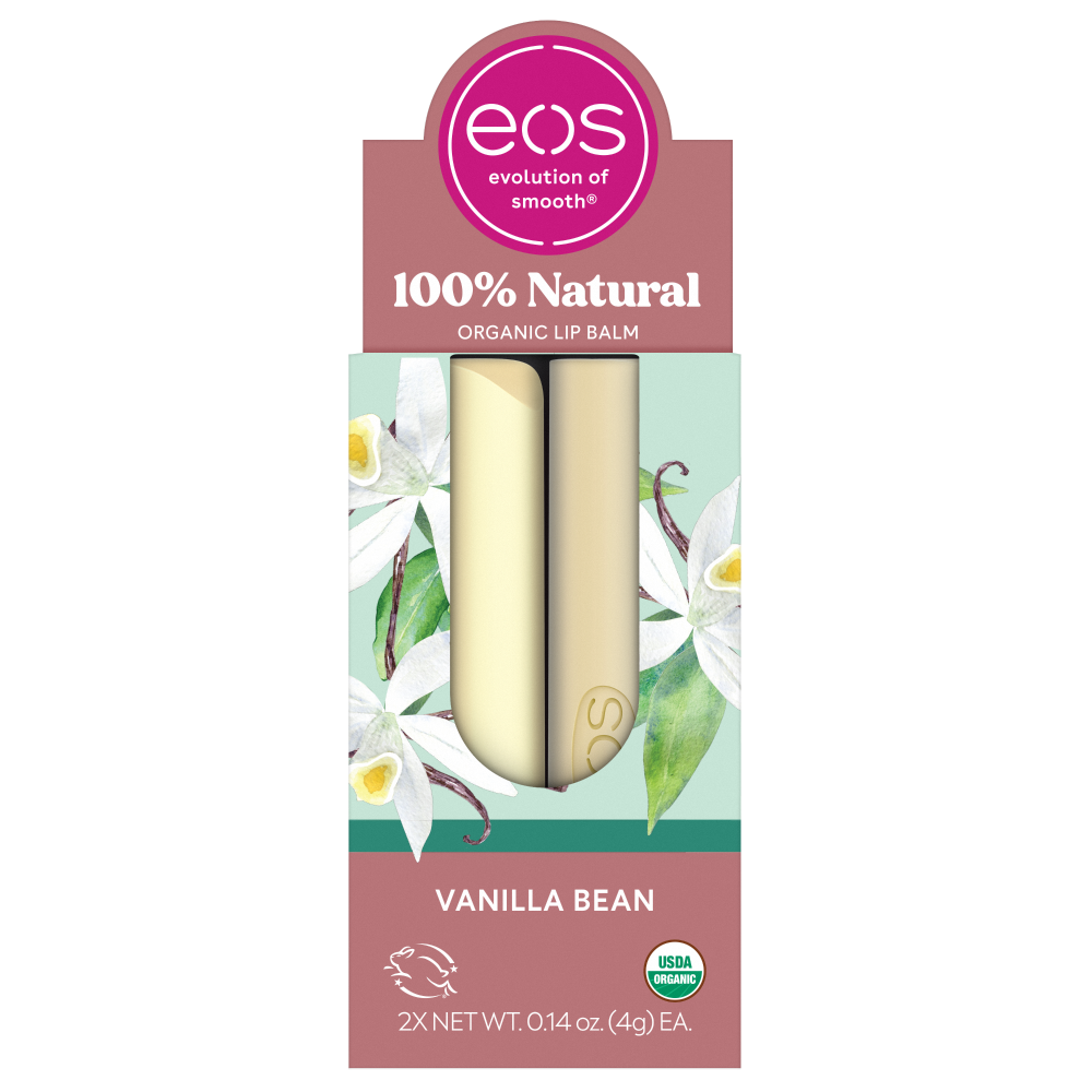 slide 1 of 1, eos® 100% Natural Organic Lip Balm Vanilla Bean, 2 ct / 0.14 oz