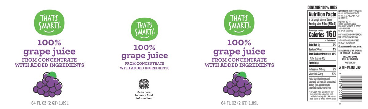 slide 13 of 14, That's Smart! 100% Grape Juice From Concentrate With Added Ingredients - 64 fl oz, 64 fl oz