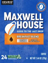 Maxwell House Breakfast Blend Mild Roast K-Cup Coffee Pods, 24 ct Box