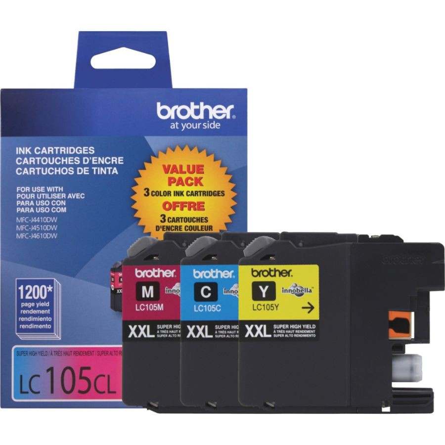 slide 6 of 7, Brother Lc105 High-Yield Color Ink Cartridges, Pack Of 3, 3 ct