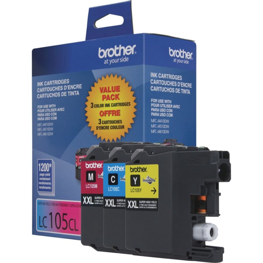 slide 4 of 7, Brother Lc105 High-Yield Color Ink Cartridges, Pack Of 3, 3 ct