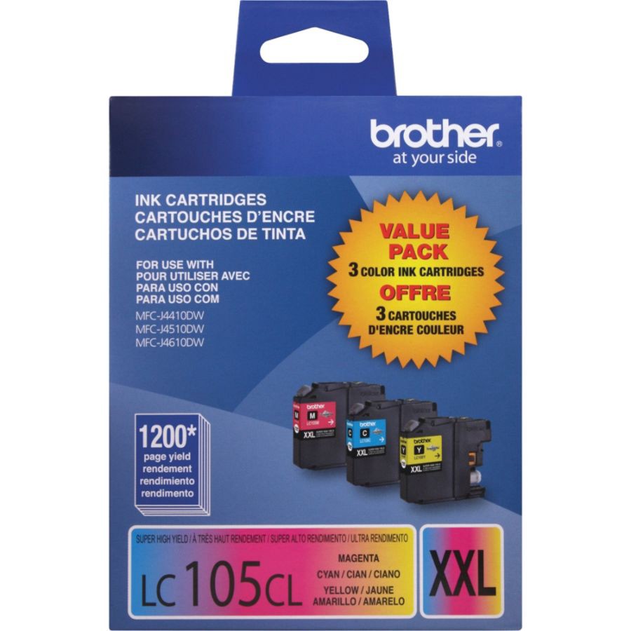 slide 2 of 7, Brother Lc105 High-Yield Color Ink Cartridges, Pack Of 3, 3 ct