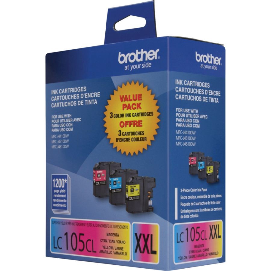 slide 5 of 7, Brother Lc105 High-Yield Color Ink Cartridges, Pack Of 3, 3 ct