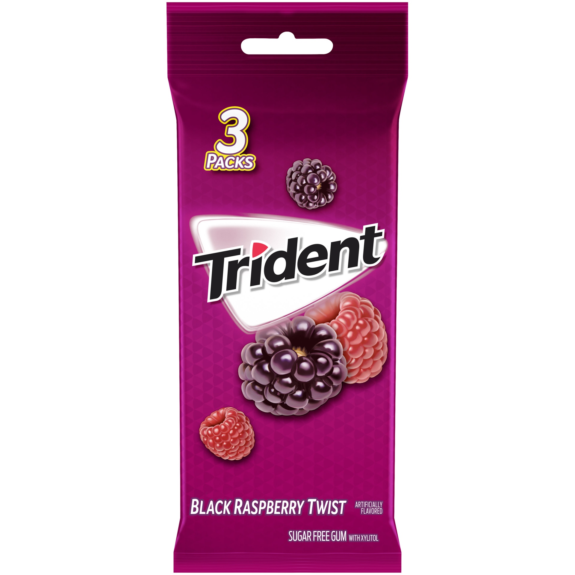 slide 1 of 8, Trident Black Raspberry Twist Gum, 3 ct, 42 ct