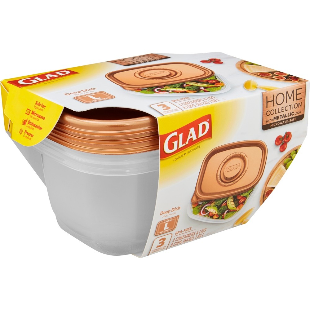 slide 7 of 8, Glad Family Size Food Storage Containers , 3 ct; 64 oz