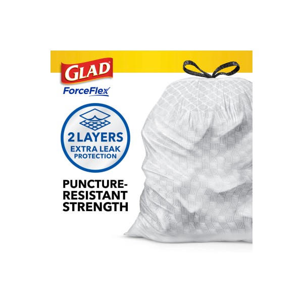 slide 8 of 10, Glad Force Flex Drawstring Fresh Clean Odor Shield 13 Gallon 110ct, 110 ct