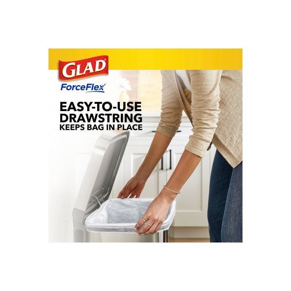 slide 4 of 10, Glad Force Flex Drawstring Fresh Clean Odor Shield 13 Gallon 110ct, 110 ct