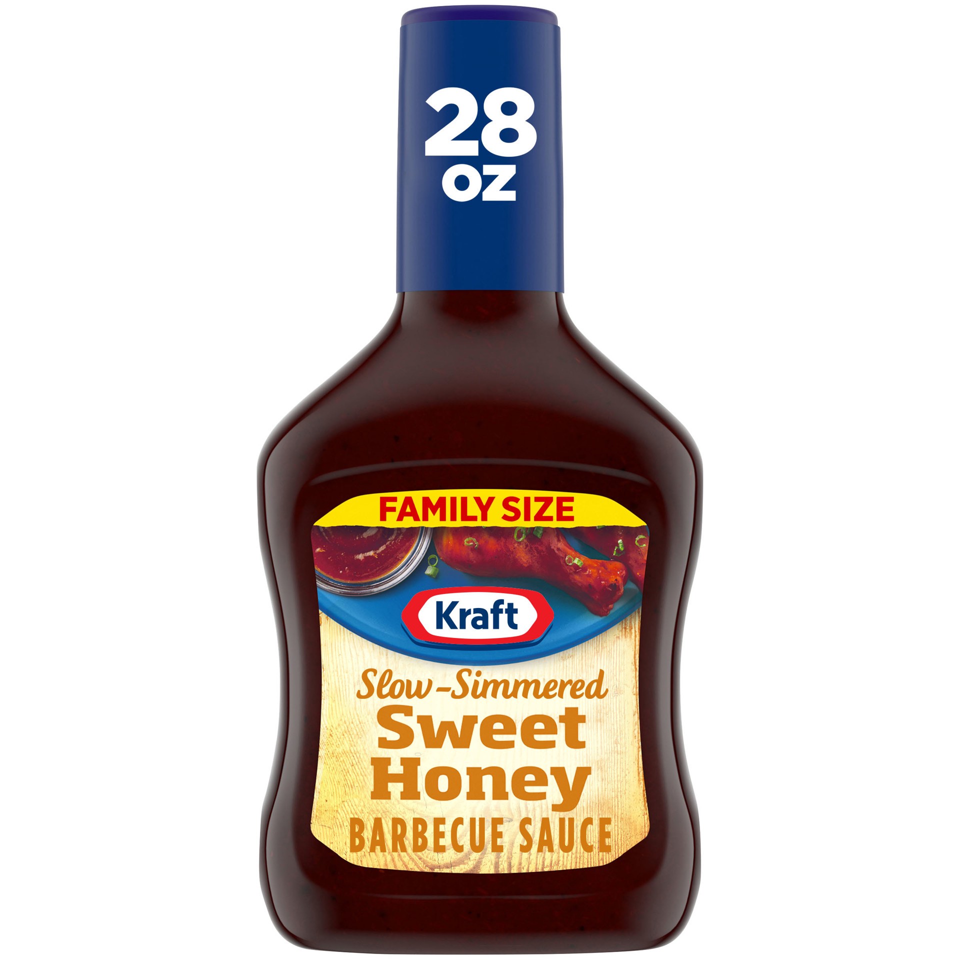 slide 1 of 9, Kraft Sweet Honey Slow-Simmered Barbecue Sauce Family Size, 28 oz Bottle, 28 oz