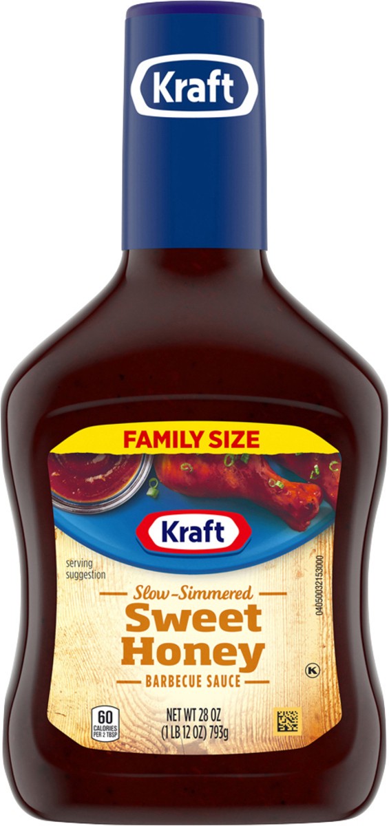 slide 8 of 9, Kraft Sweet Honey Slow-Simmered Barbecue Sauce Family Size, 28 oz Bottle, 28 oz