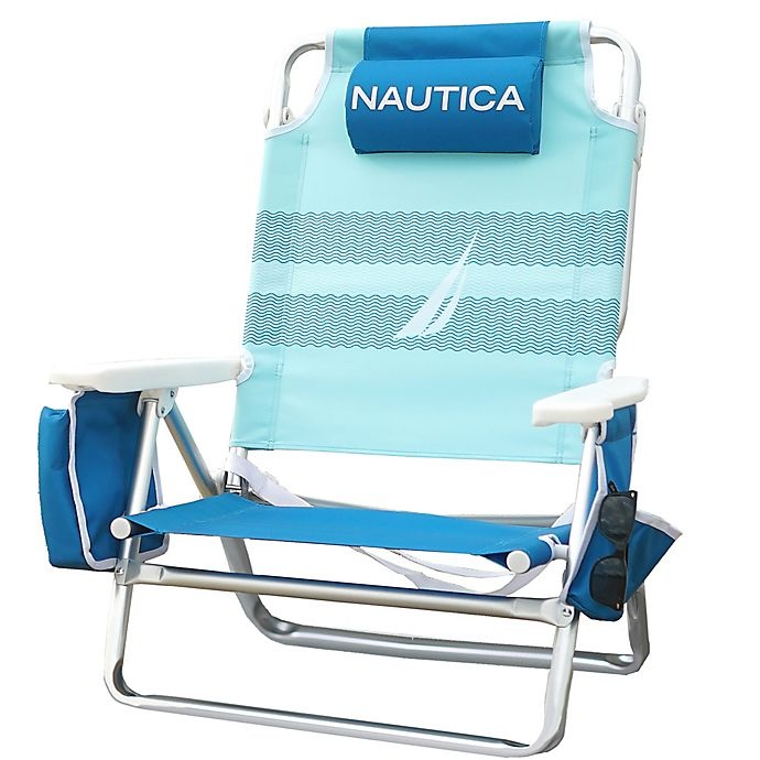 slide 2 of 3, Nautica5-Position Beach Chair - Blue, 1 ct