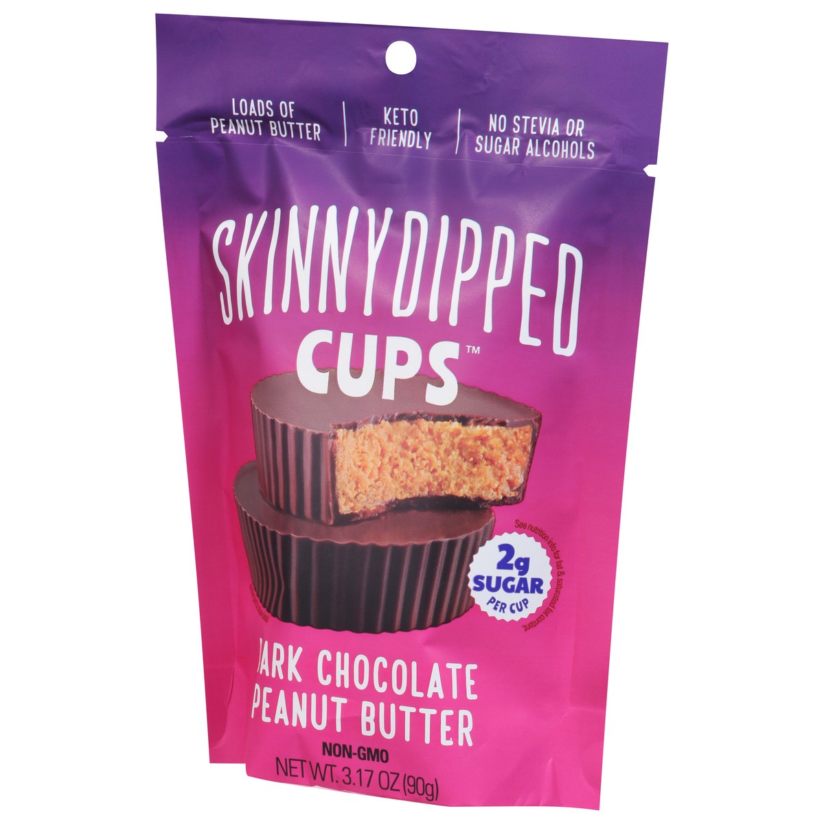 slide 2 of 9, SkinnyDipped Dark Chocolate Peanut Butter Cups, 1 ct