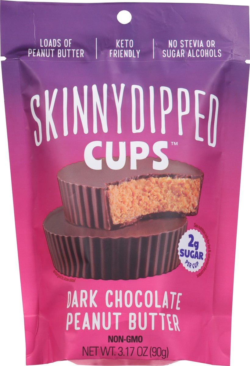 slide 4 of 9, SkinnyDipped Dark Chocolate Peanut Butter Cups, 1 ct