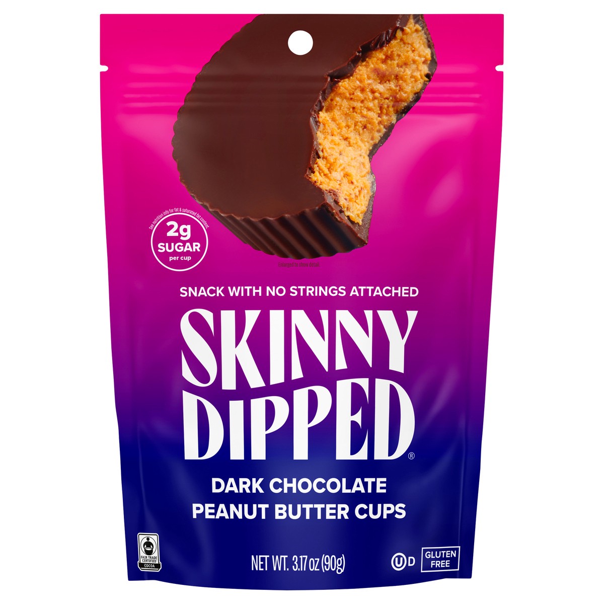 slide 1 of 9, SkinnyDipped Dark Chocolate Peanut Butter Cups, 1 ct