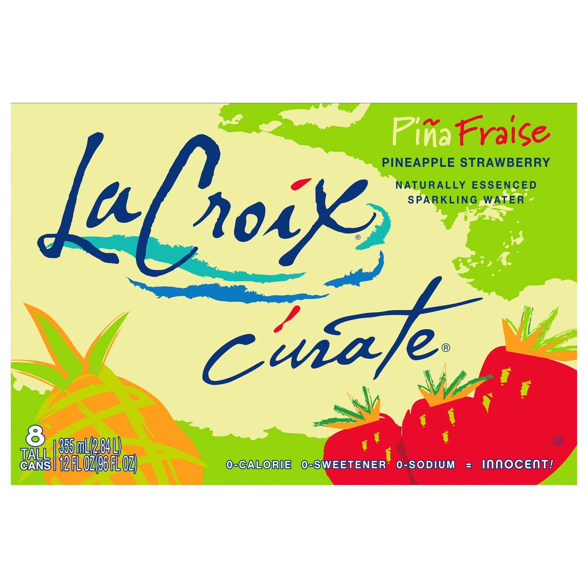 slide 1 of 1, La Croix Curate Pineapple Strawberry Sparkling Water, 8 ct