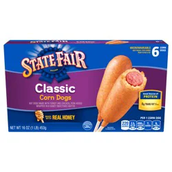 State Fair Fully Cooked Classic Corn Dogs, Frozen, 6 Count