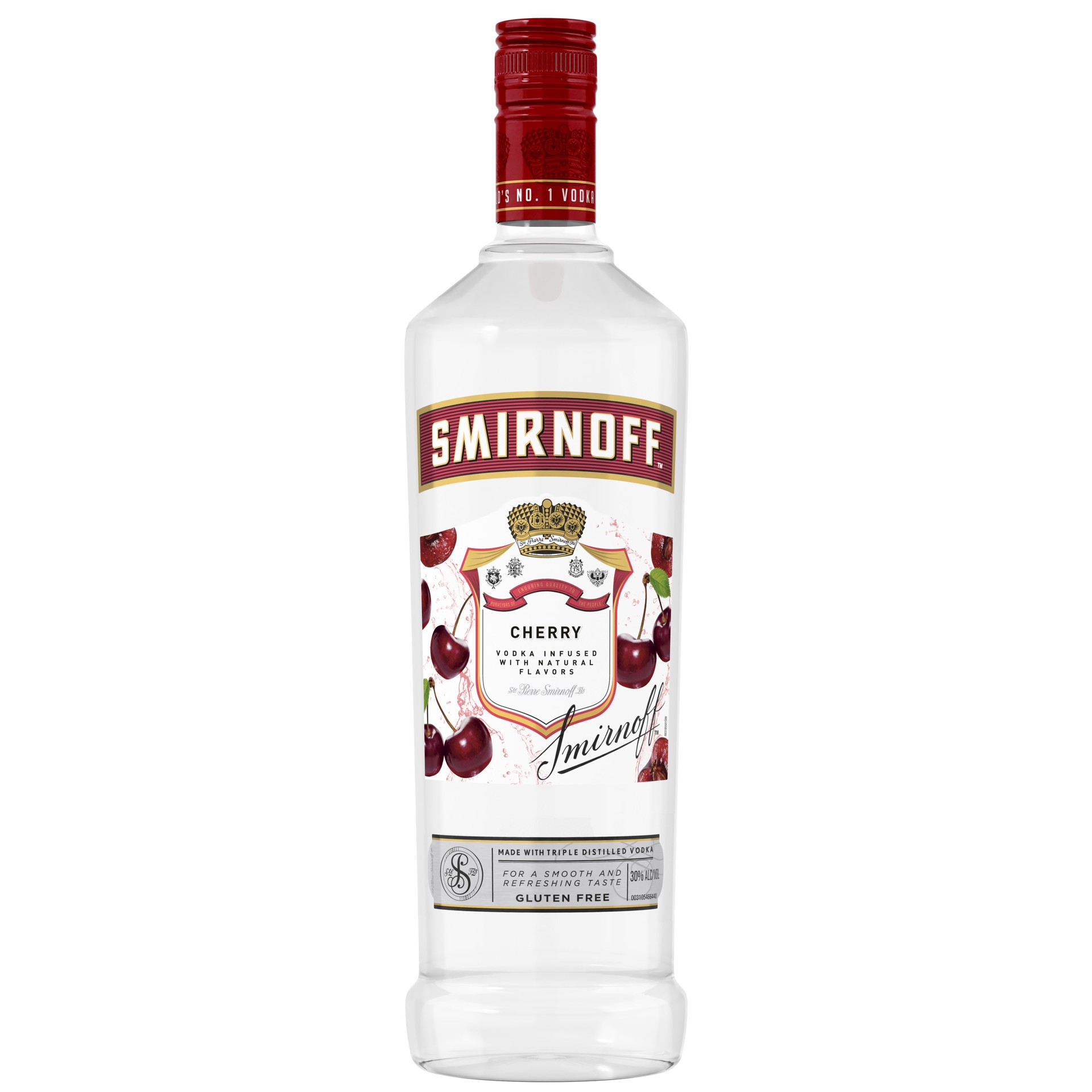 slide 1 of 4, Smirnoff Cherry (Vodka Infused With Natural Flavors), 1 L, 1 liter