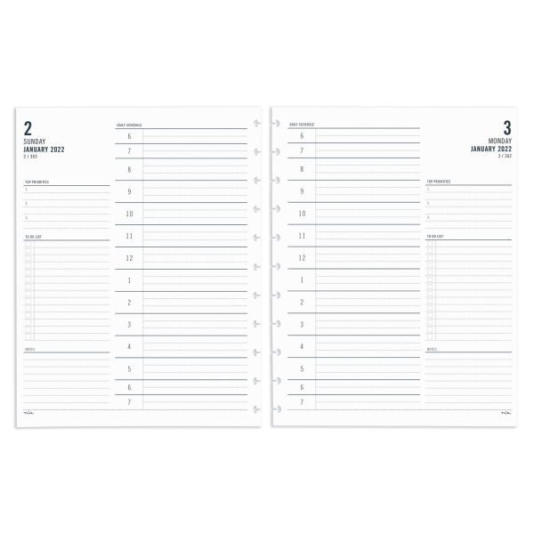 slide 1 of 1, TUL Discbound Daily Refill Pages, Letter Size, 8-1/2" X 11", January To December 2022, TULltflr-1Pg, 1 ct