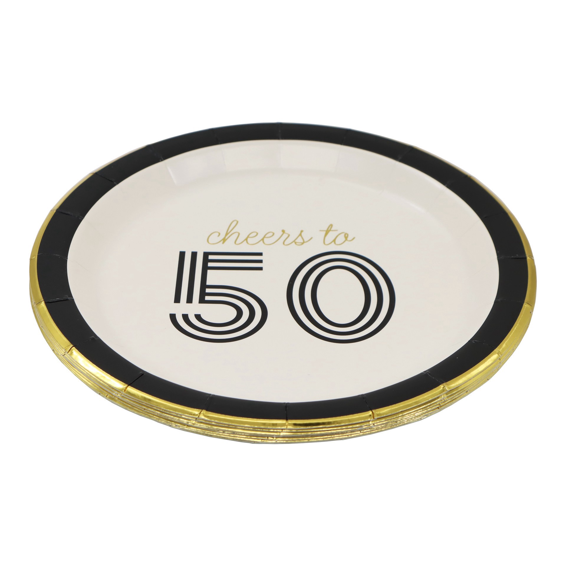 slide 2 of 2, 7" Cheers To 50 Paper Dinner Plates, 8ct. By Celebrate It, 8 ct