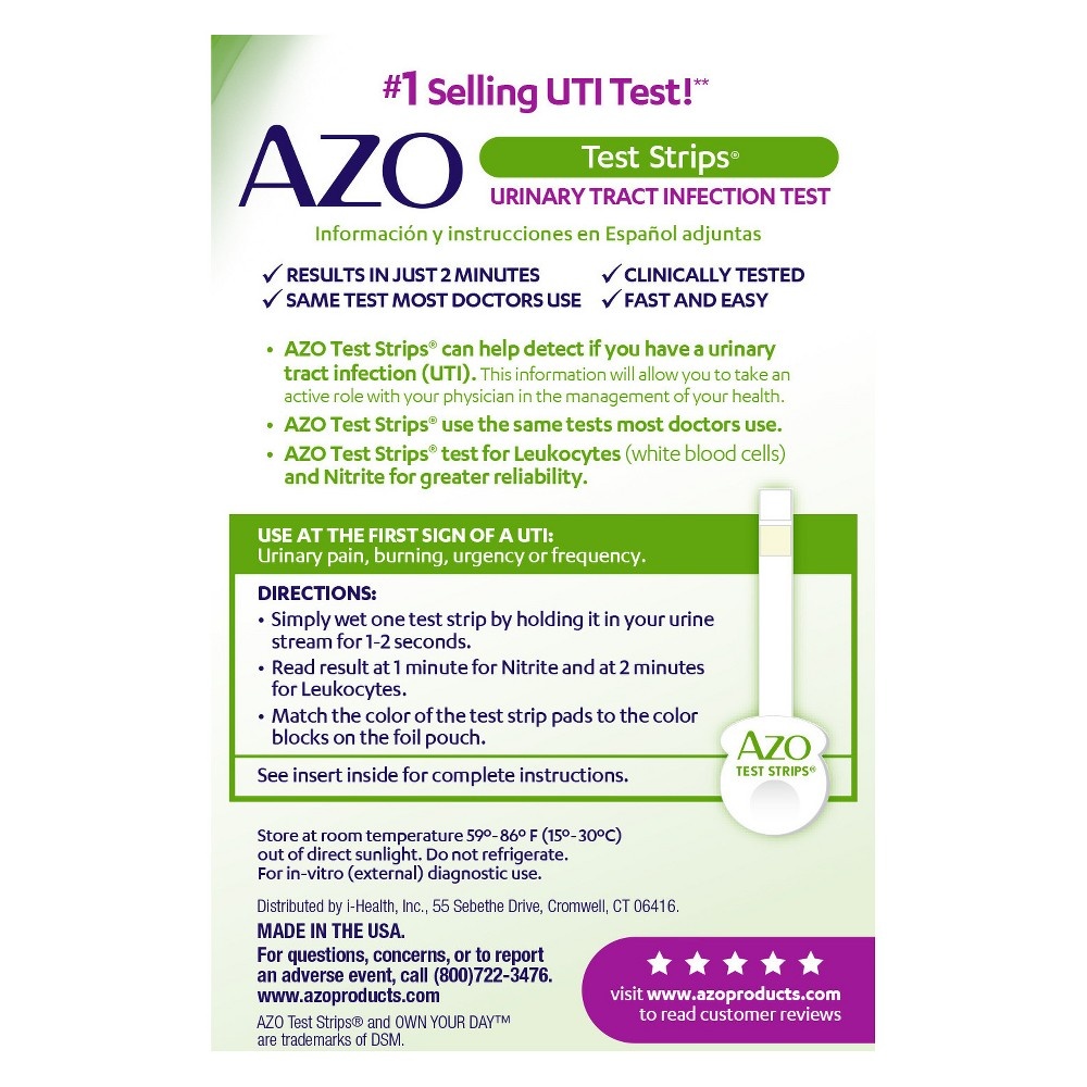 slide 2 of 2, AZO Test Strips Urinary Tract Infection, 3 ct