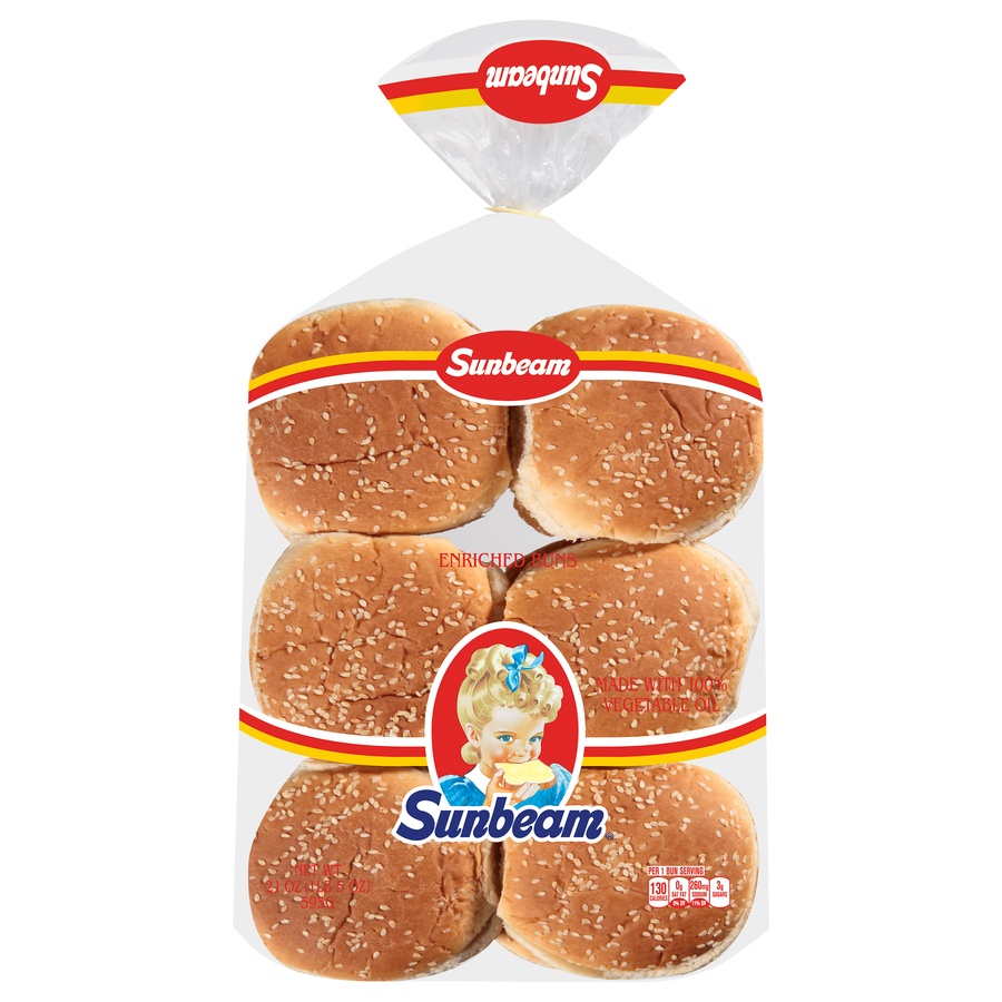 slide 1 of 1, Sunbeam 4" Seeded Hamburger Buns 12 Ct, 21 oz