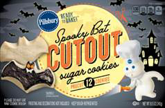 slide 1 of 1, Pillsbury Ready To Bake! Spooky Bat Cutout Sugar Cookies, 6.4 oz