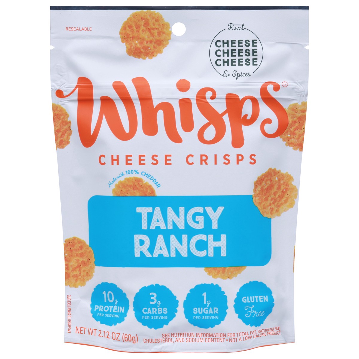 slide 1 of 1, Whisps Tangy Ranch Cheese Crisps 2.12 oz, 2.12 oz