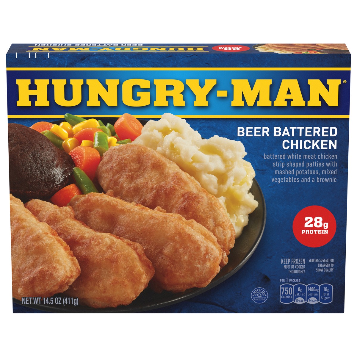 slide 1 of 5, Hungry-Man Beer Battered Chicken, Frozen Meal, 14.5 oz, 14.5 oz