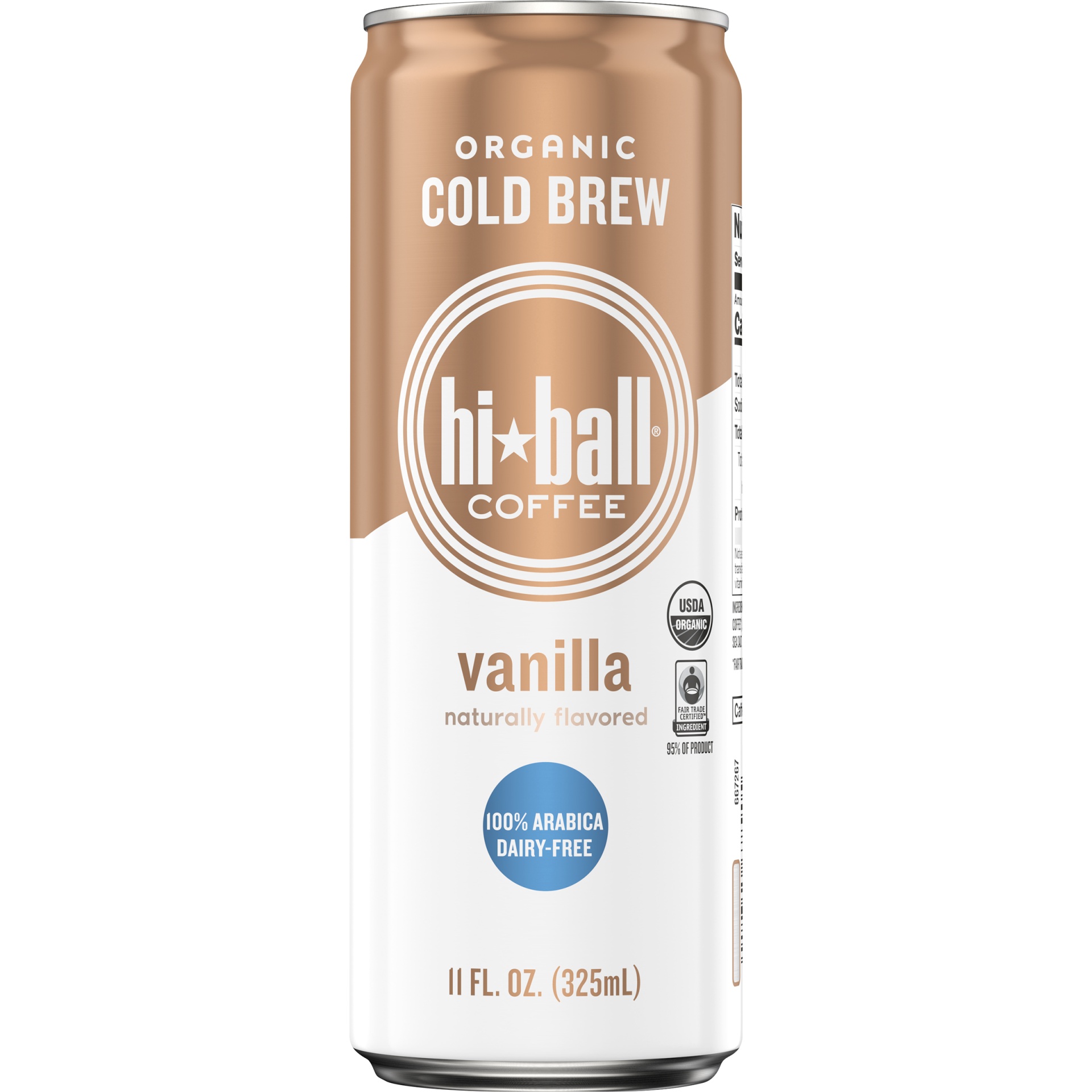slide 1 of 1, Hiball Coffee Certified Organic Cold Brew Coffee Drink, Vanilla,.oz, 11 fl oz