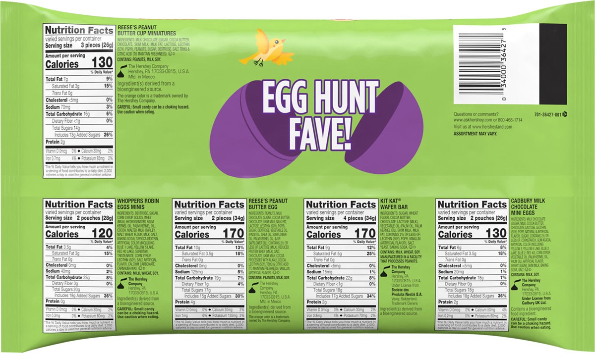 slide 6 of 8, Hershey's Assorted Flavored, Easter Candy Variety Bag, 13.01 oz (30 Pieces), 13.01 oz