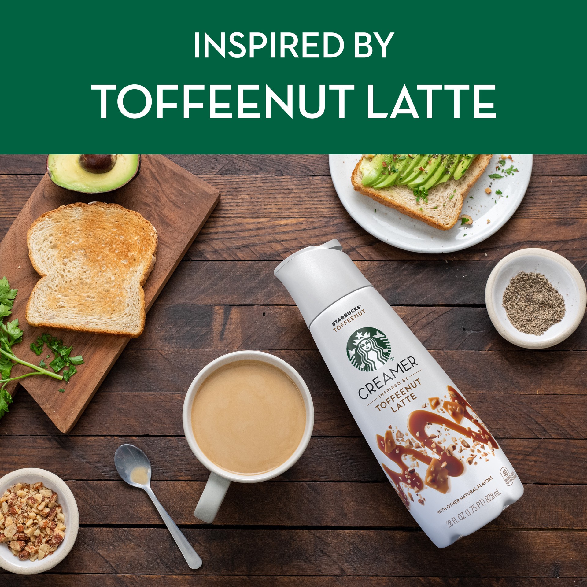 slide 3 of 7, Starbucks Toffeenut Flavored Liquid Coffee Creamer, 28 oz