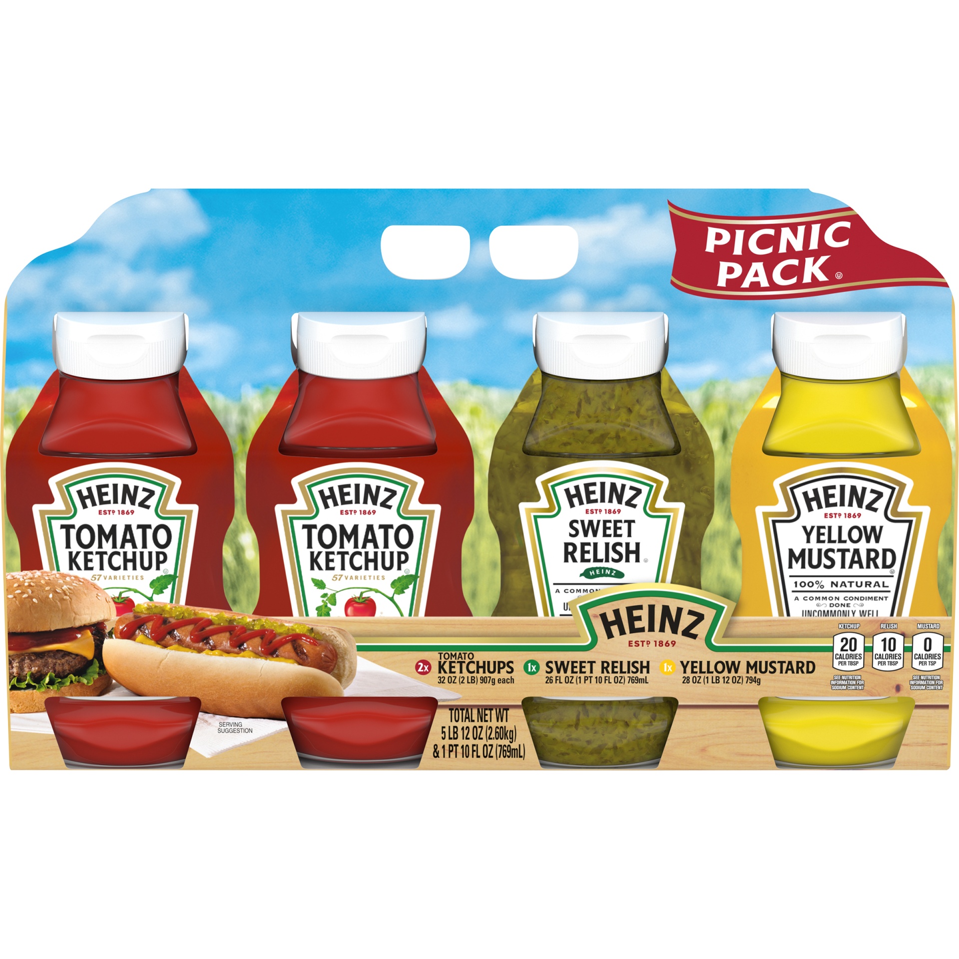 slide 1 of 11, Heinz Ketchup, Sweet Relish & Yellow Mustard Picnic Pack Bottles, 