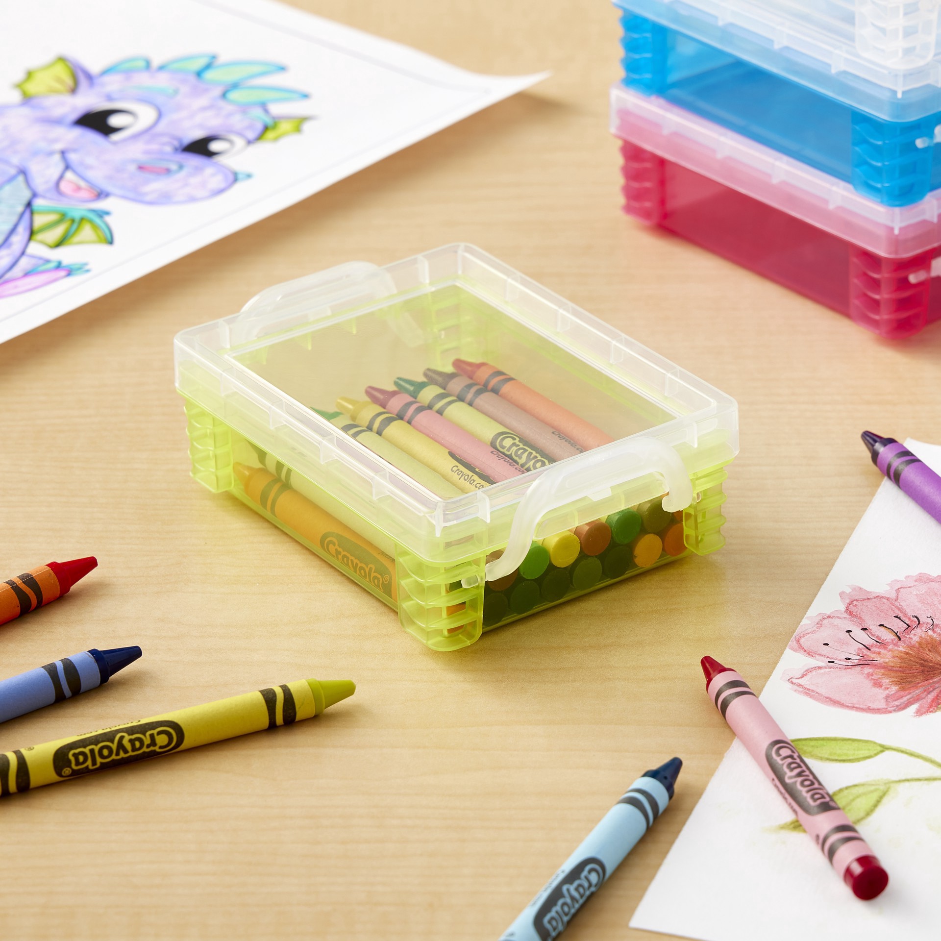 slide 2 of 4, Green Stacking Crayon Box By Simply Tidy, 4.63 in x 3.25 in x 1.56 in