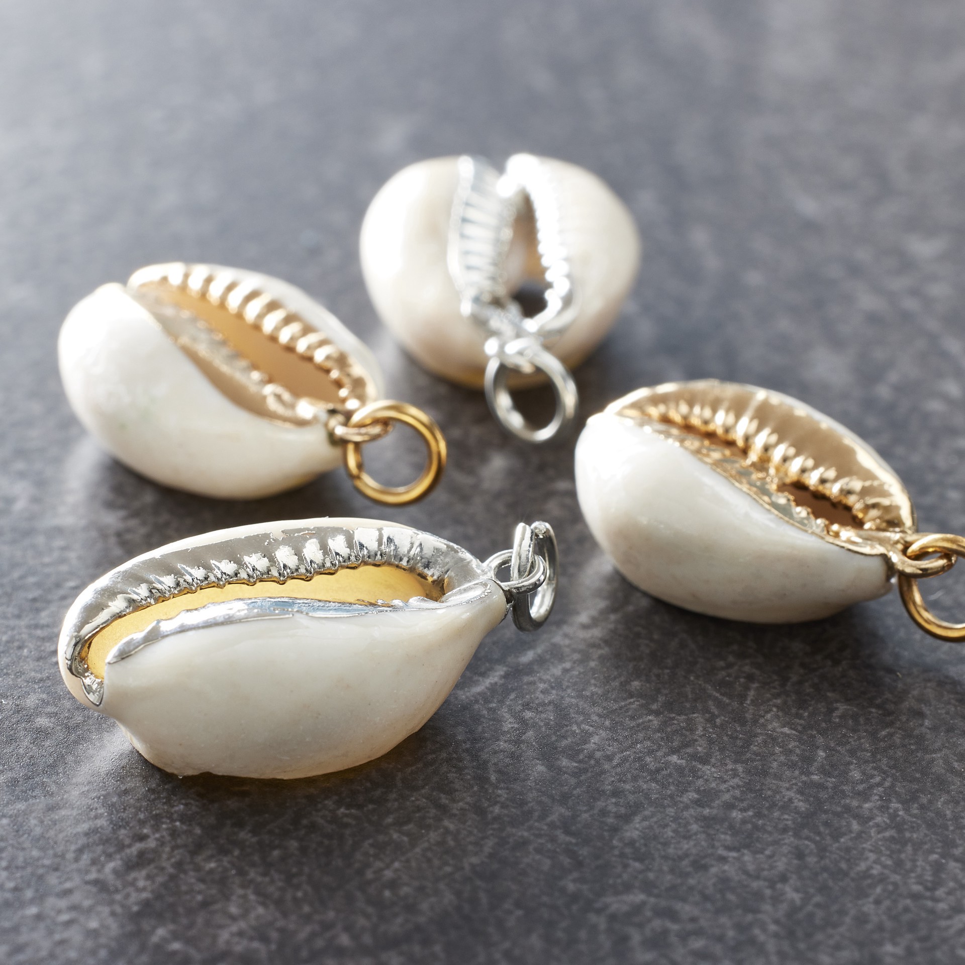 slide 3 of 3, Charmalong Gold & Rhodium Shell Charms By Bead Landing, 0.5 in x 0.87 in