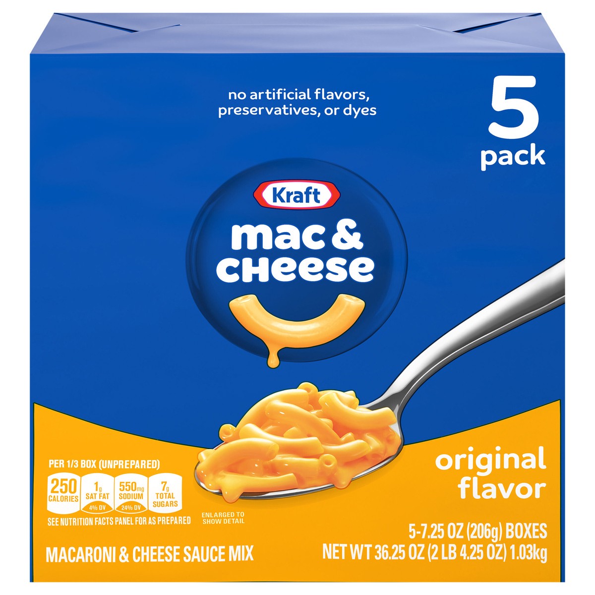 slide 1 of 5, Kraft Original Mac & Cheese Macaroni and Cheese Dinner, 5 ct Pack, 7.25 oz Boxes, 5 ct