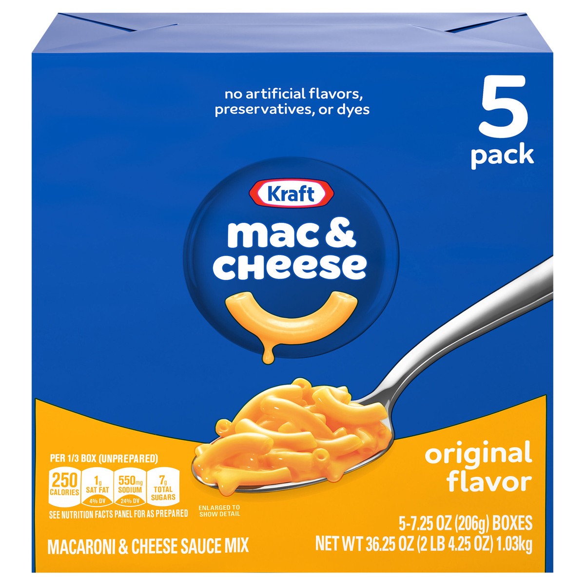 slide 1 of 5, Kraft Original Mac & Cheese Macaroni and Cheese Dinner, 5 ct Pack, 7.25 oz Boxes, 5 ct