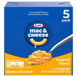 Kraft Original Mac & Cheese Macaroni and Cheese Dinner, 5 ct Pack, 7.25 oz Boxes
