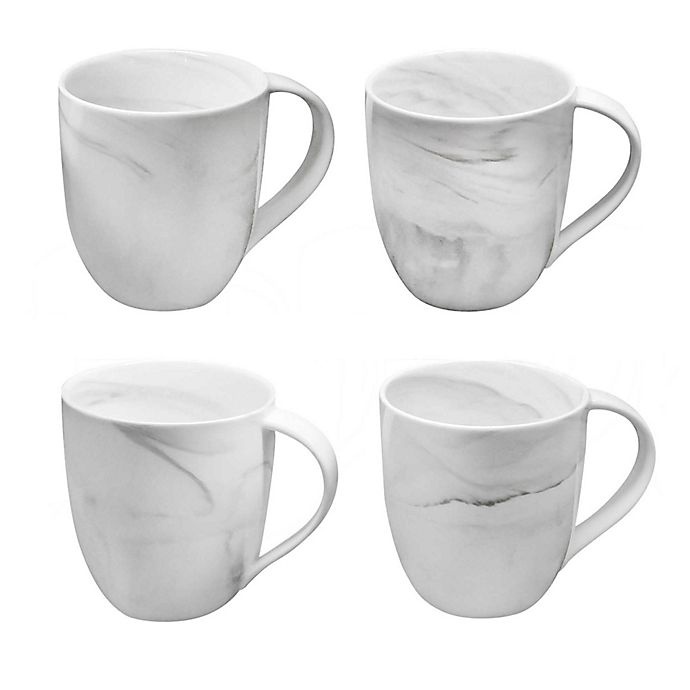 slide 2 of 3, Artisanal Kitchen Supply Coupe Marbleized Mugs - Grey, 4 ct