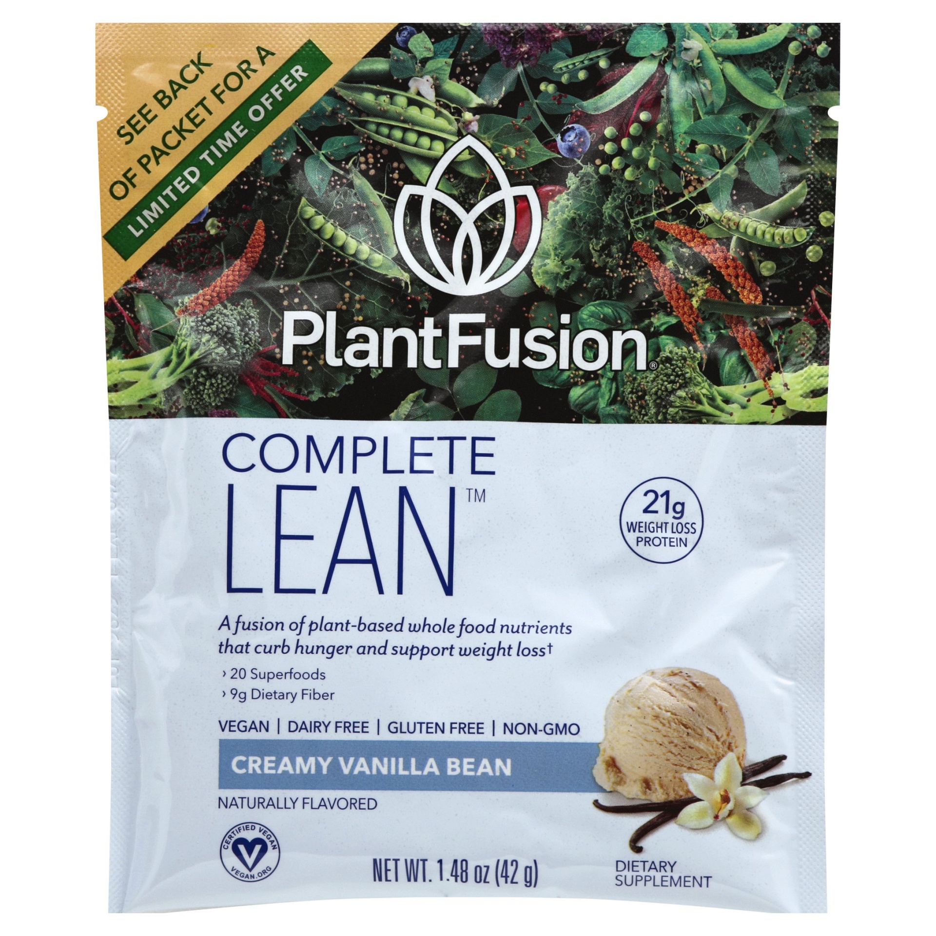 slide 1 of 1, PlantFusion Vanilla Bean Plant Protein Powder, 1.48 oz