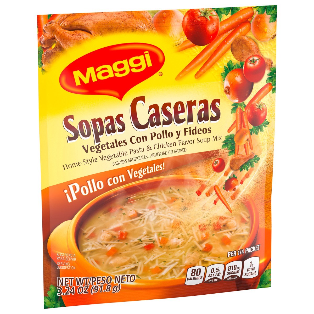 slide 7 of 9, Maggi Home-Style Vegetable Pasta & Chicken Flavored Soup Mix, 3.24 oz