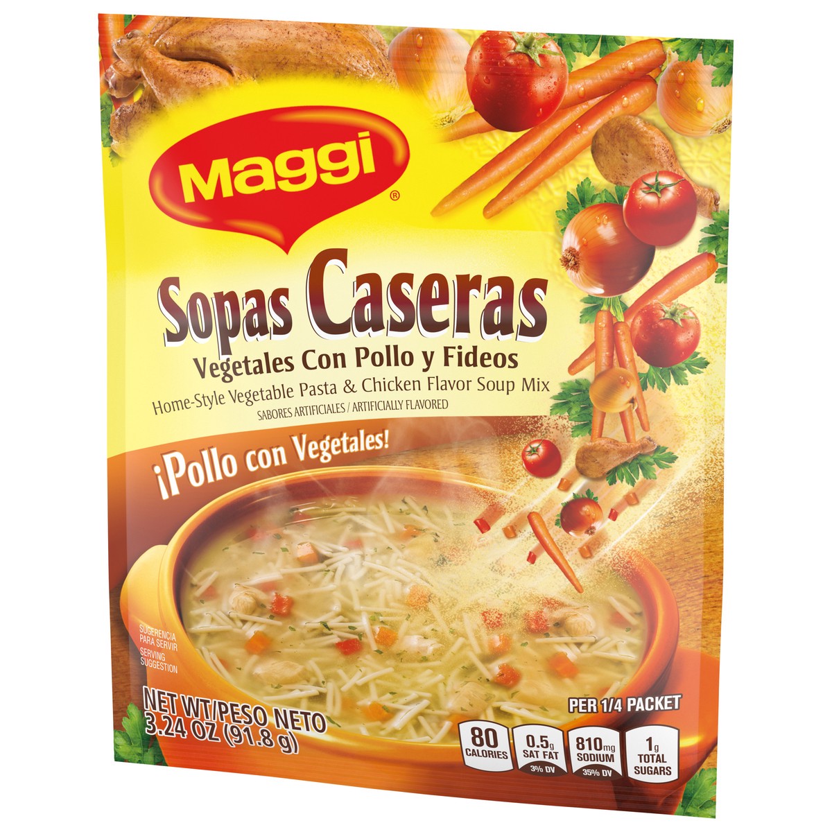 slide 6 of 9, Maggi Home-Style Vegetable Pasta & Chicken Flavored Soup Mix, 3.24 oz