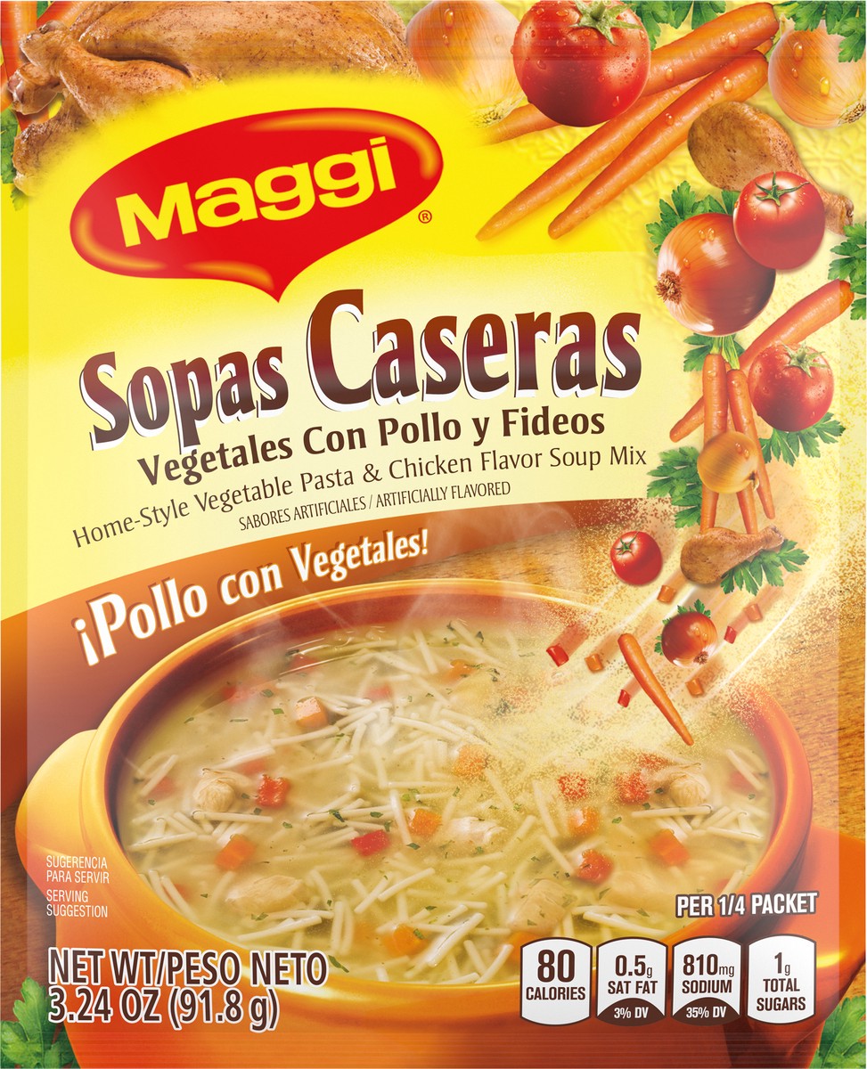 slide 3 of 9, Maggi Home-Style Vegetable Pasta & Chicken Flavored Soup Mix, 3.24 oz