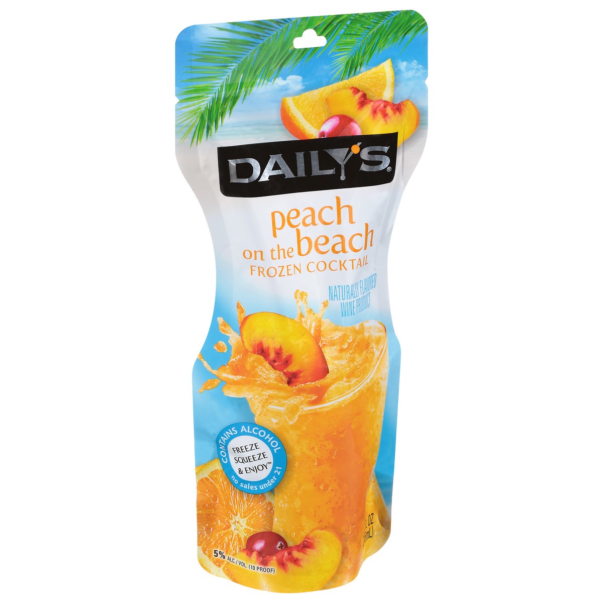slide 2 of 9, Daily's Peach On The Beach Ready to Drink Frozen Cocktail, 10 FL OZ Pouch, 10 fl oz