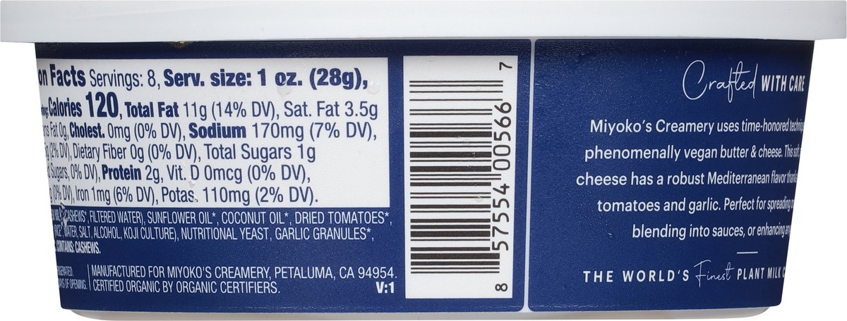 slide 12 of 12, Miyoko's Creamery Plant Milk Sundried Tomato Cheese Spread 8 oz, 8 oz